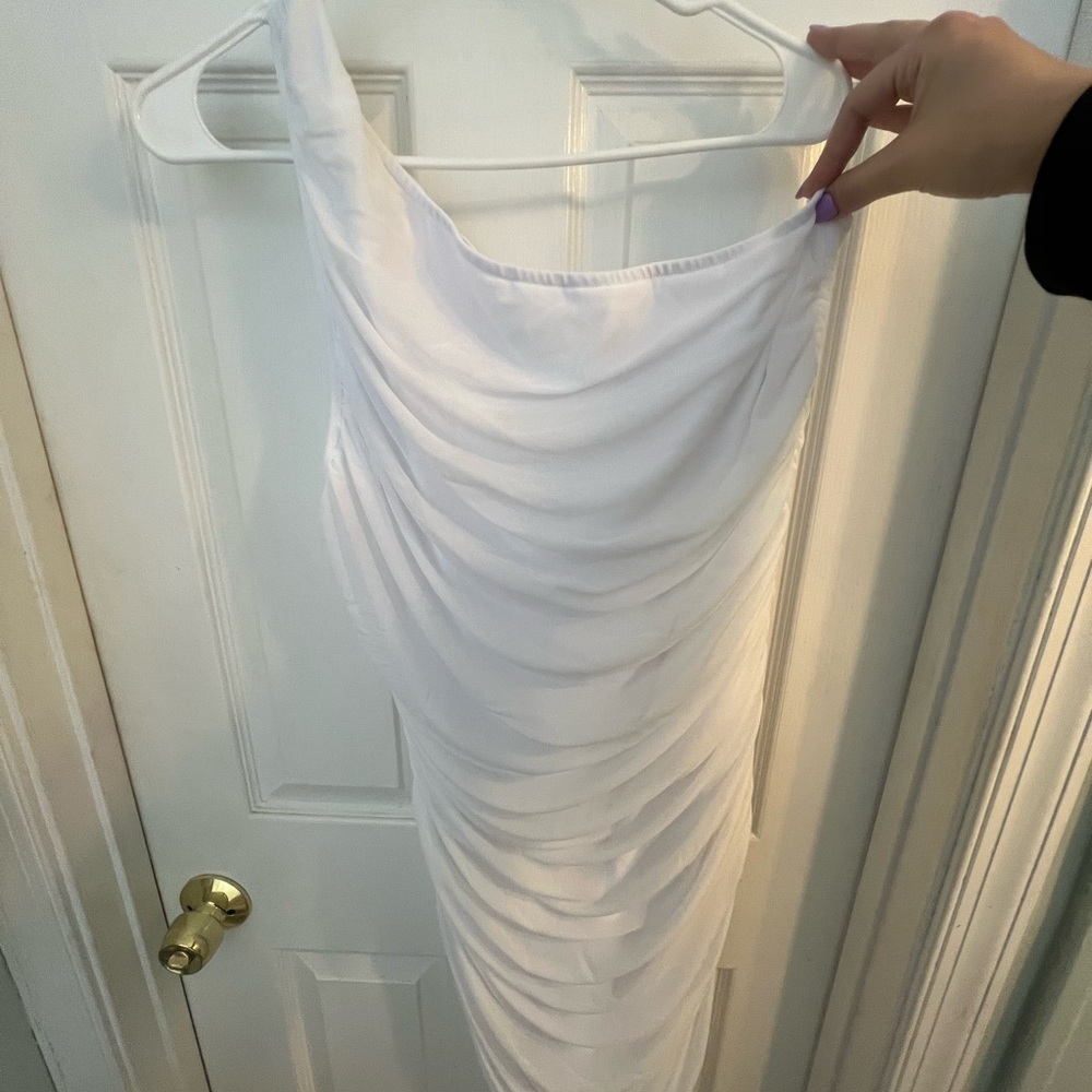 NWOT One Shoulder Ruched Dress - Picture 3 of 3